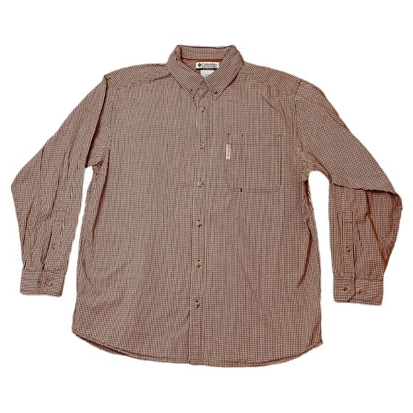 Columbia Men's Long Sleeve Shirt Red Check Button Down Size Large - Picture 1 of 10